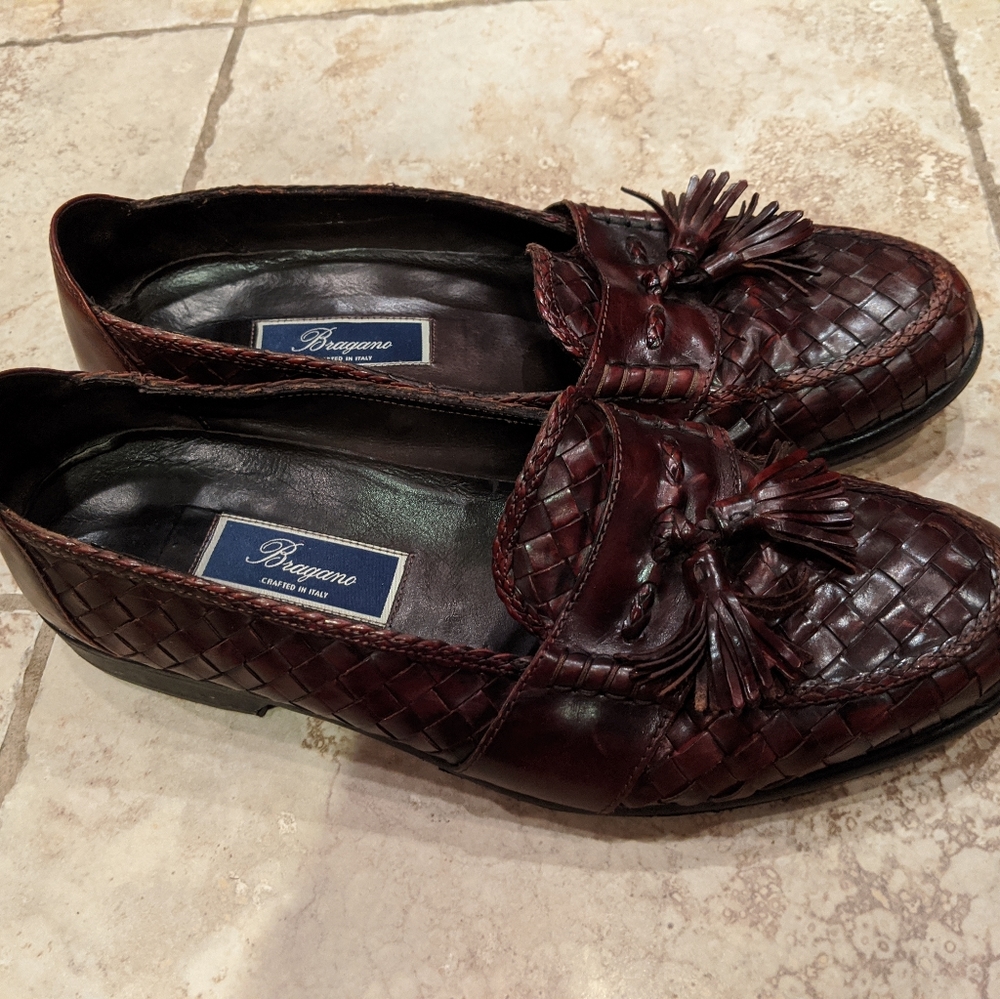 Bragano Men's Brown Dress Shoes Slip On 11 M